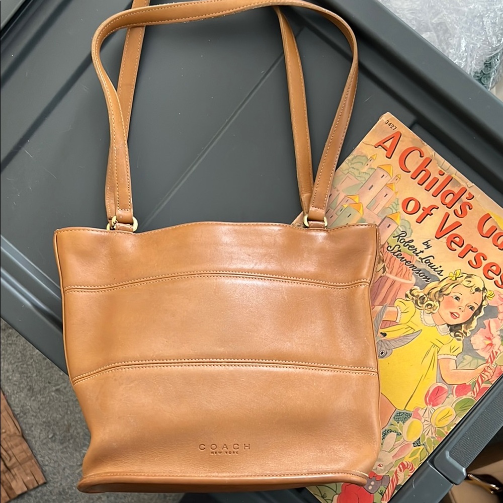 Vintage Coach Tan Leather Tote Bag